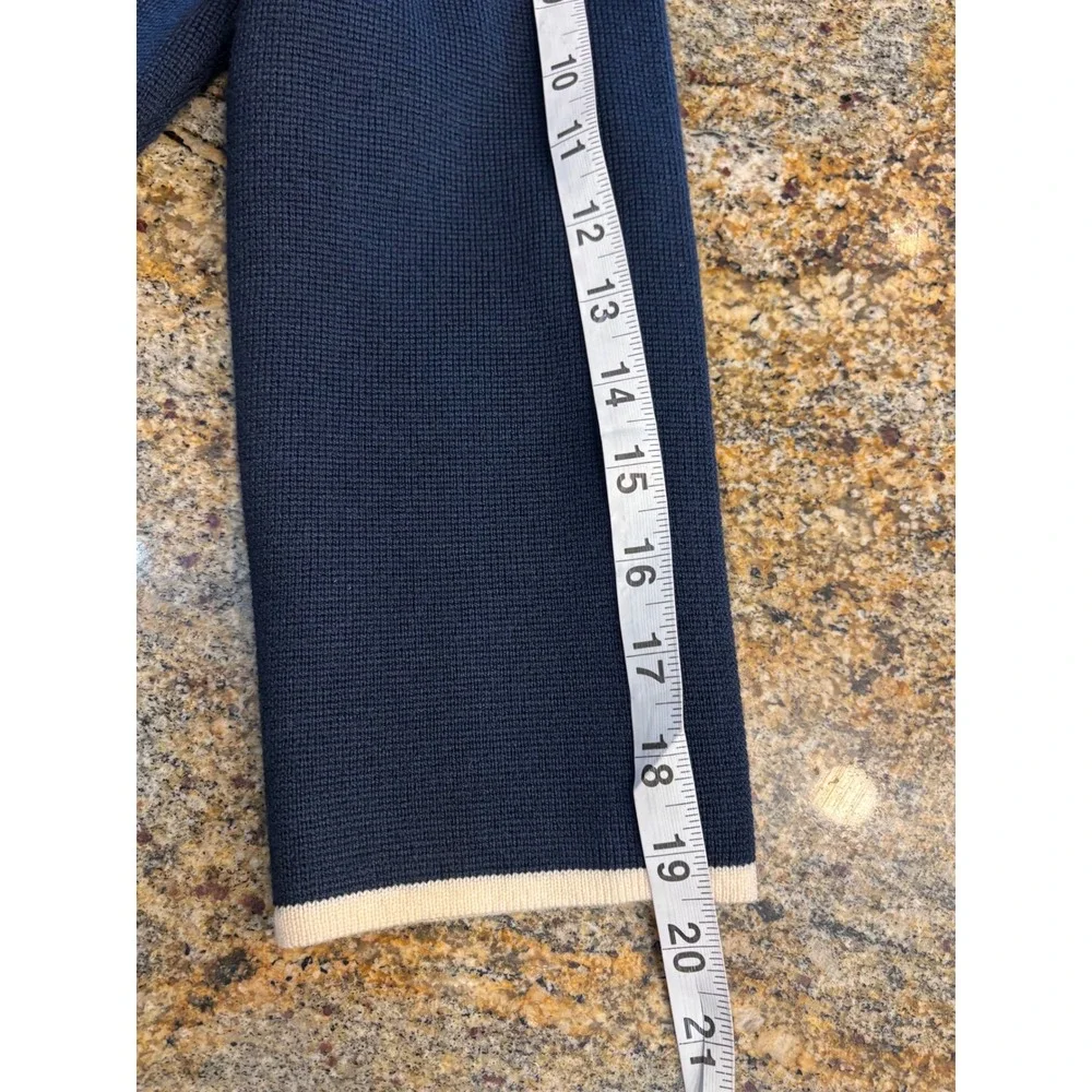 Kate Spade Mayson Sweater Navy Cream‎ Wool Blend Contrast Trim Knit 6 Old Money